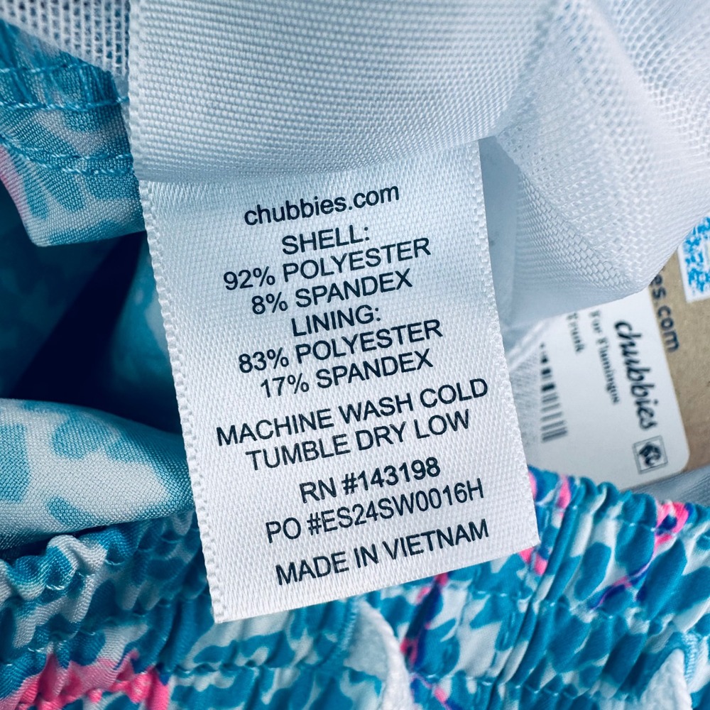 Chubbies Mens 2XL 5.5" Mesh Lined Domingos Are For Flamingos Swim Trunks Blue - Picture 9 of 14